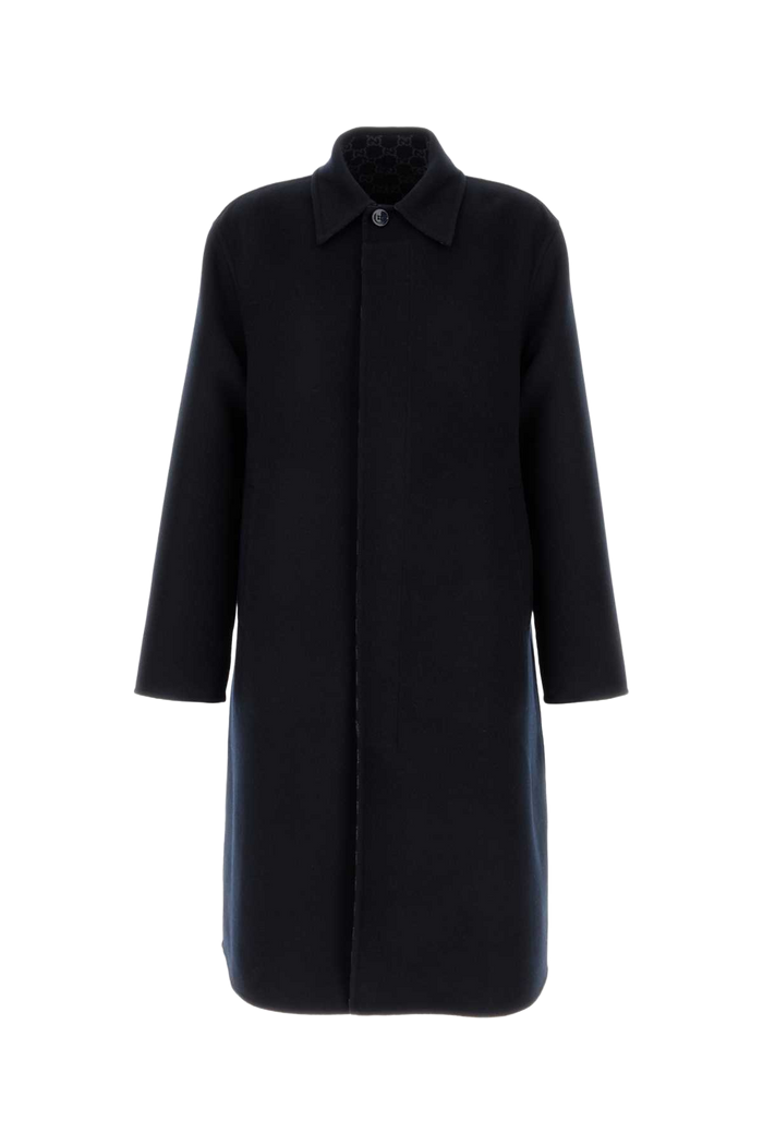 Navy Blue Wool Blend Coat Bluegreymc Mix Cappotti