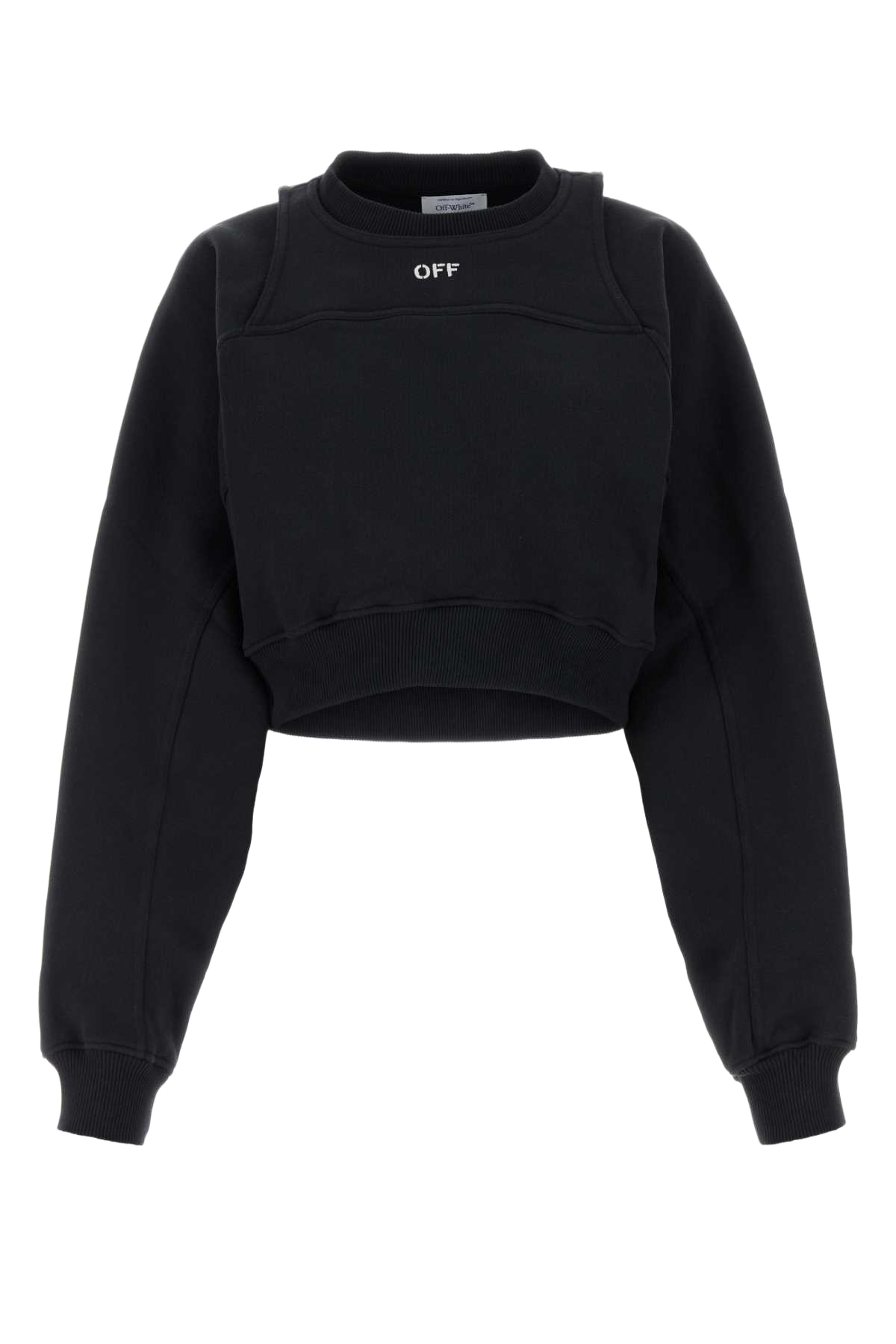 Black Cotton Sweatshirt Blackwhit Exterior: Felpe