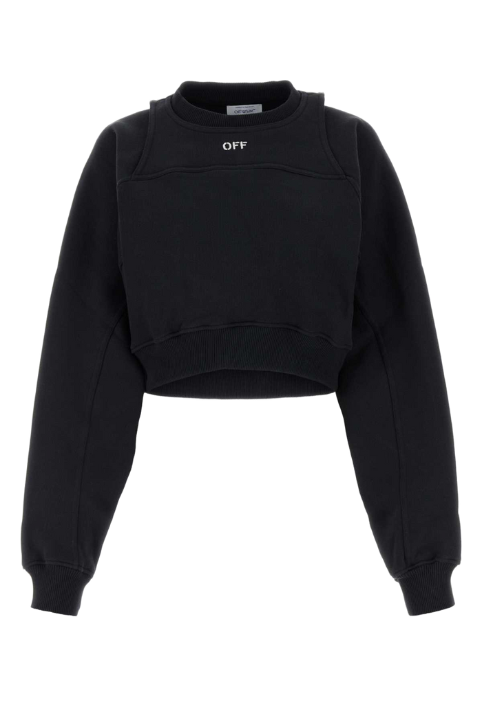 Black Cotton Sweatshirt Blackwhit Exterior: Felpe