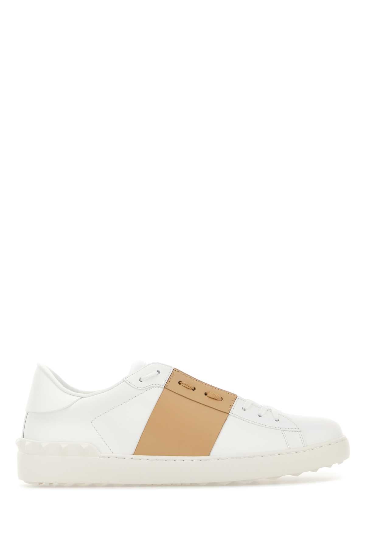 Biancosaharabeigebianco Calf Leather - Bos Taurus Sneaker