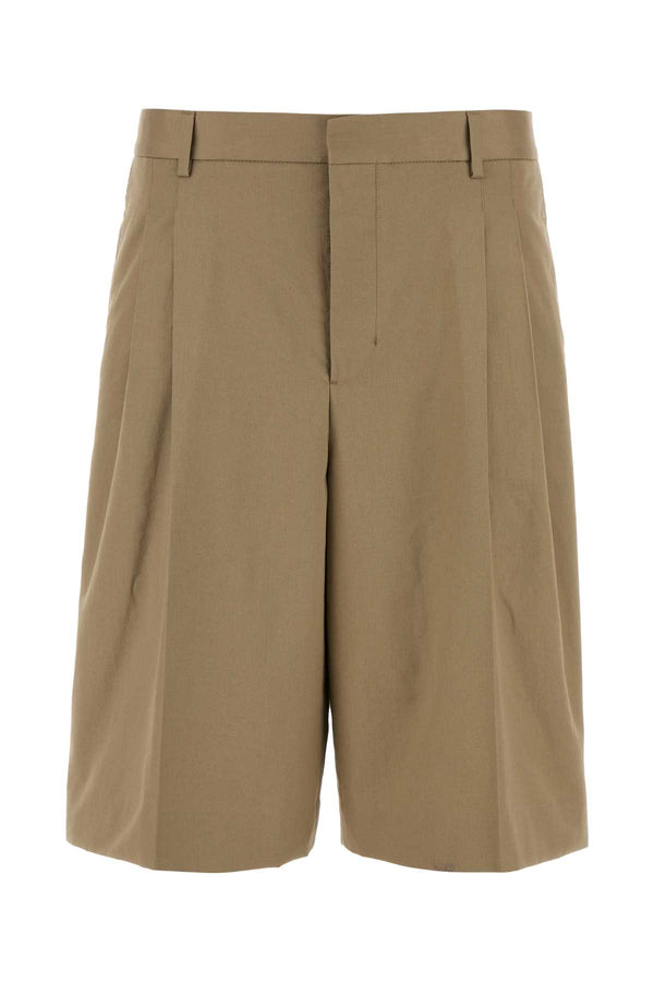 AMI Paris Waist Exterior: 100% Cotton bermuda shorts in beige