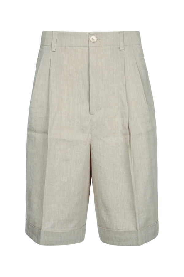 Jacquemus Short Principal: 59% Linen bermudas in beige