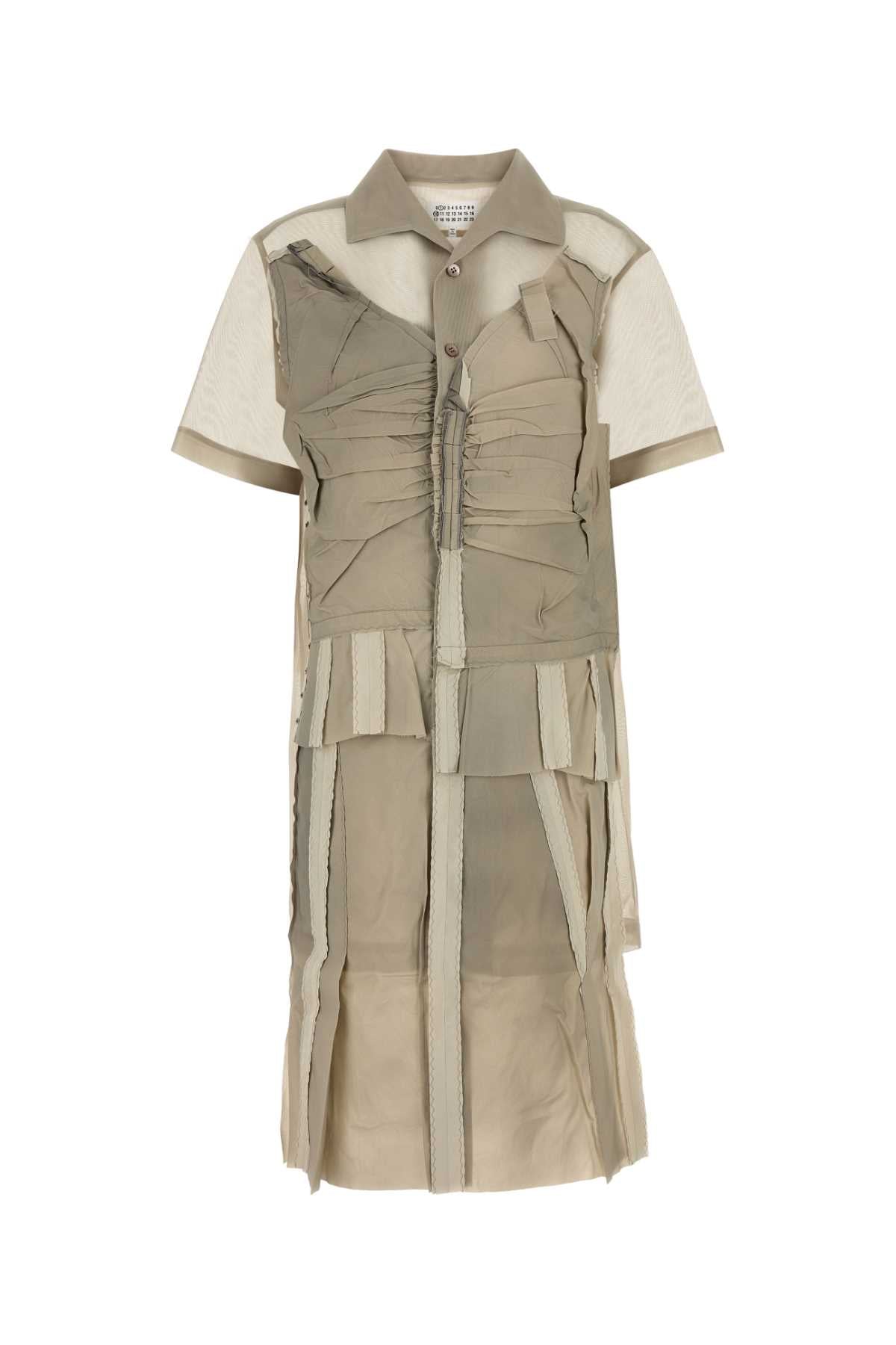 Cappuccino Mesh Shirt Dress Stoneandpowder Exterior: Polyester Viscose Abiti