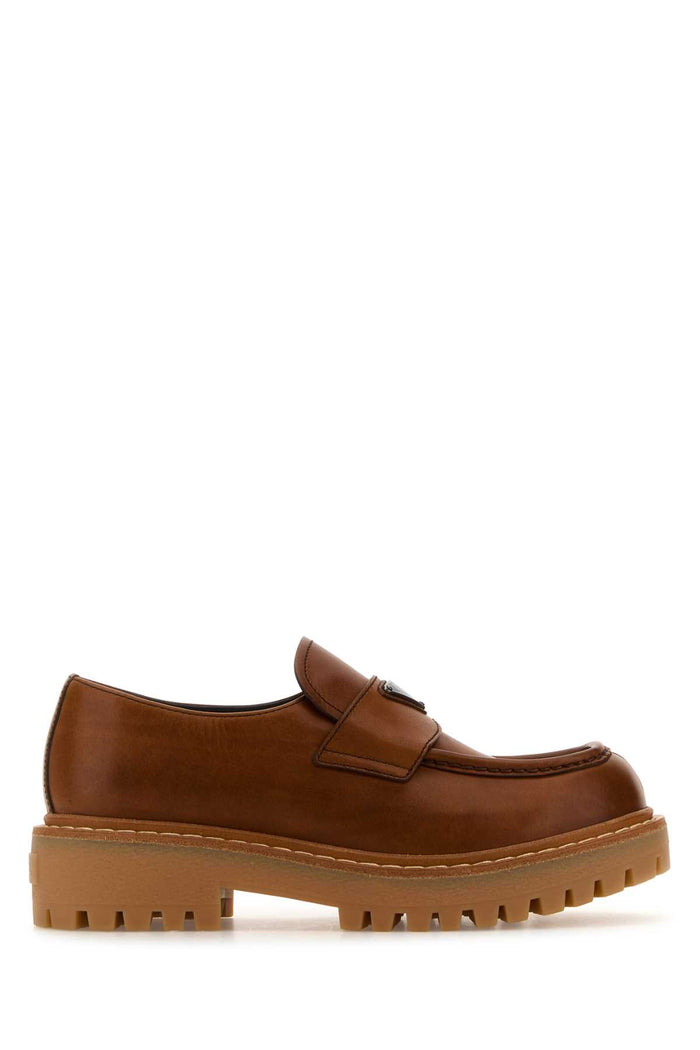 Caramel Leather Loafers Cognac Vitello Mocassini