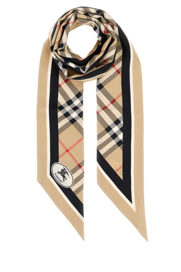 Burberry Border 100% Silk scarf in beige