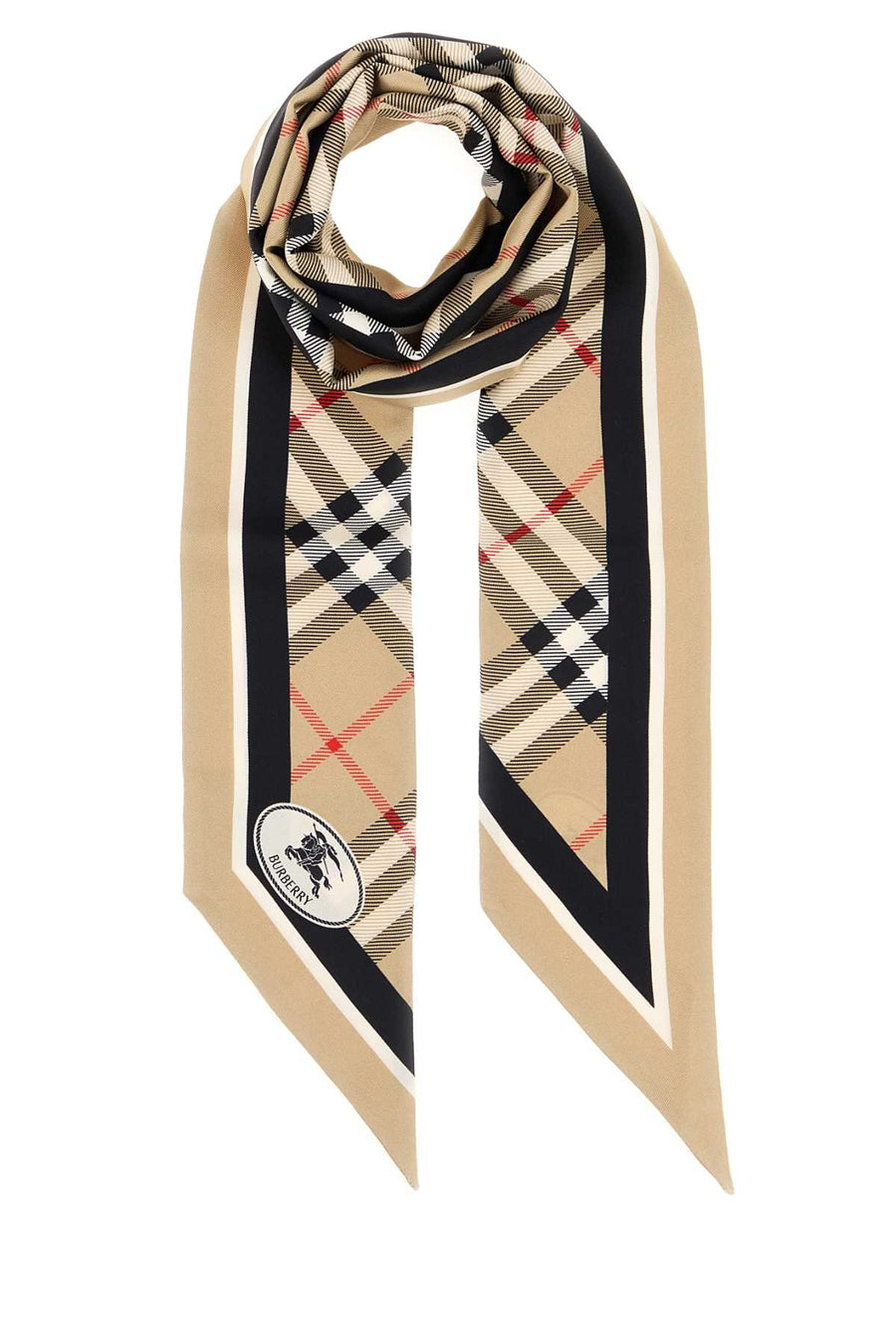 Burberry Border 100% Silk scarf in beige