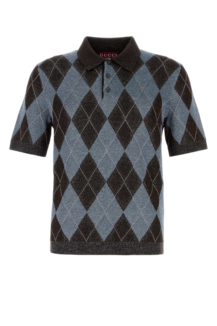 Embroidered Wool Blend Polo Shirt Multi