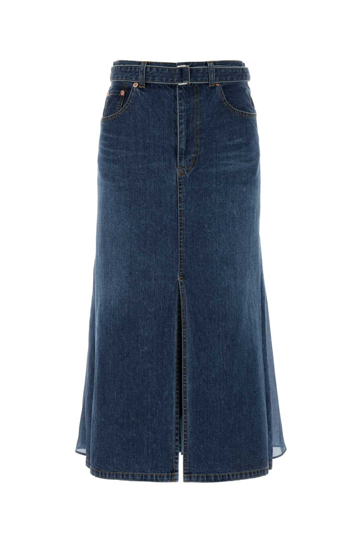Denim Skirt Blue Exterior: Cotton Gonne
