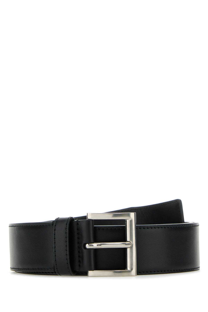 Black Leather Belt Nero Exterior: Calf Cinture