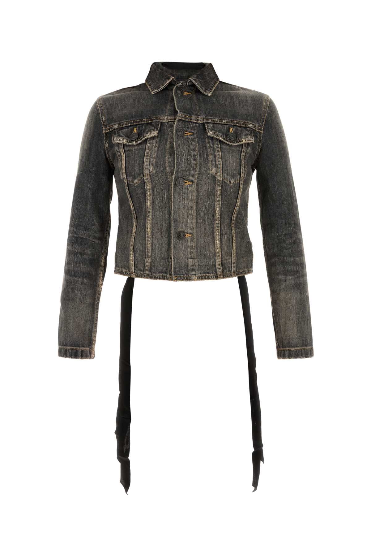 Black Denim Jacket Dark Grey Exterior: Cotton Giubbini