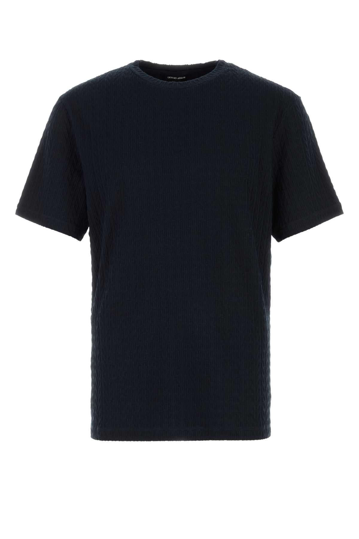 Midnight Blue Stretch Viscose Blend T-Shirt