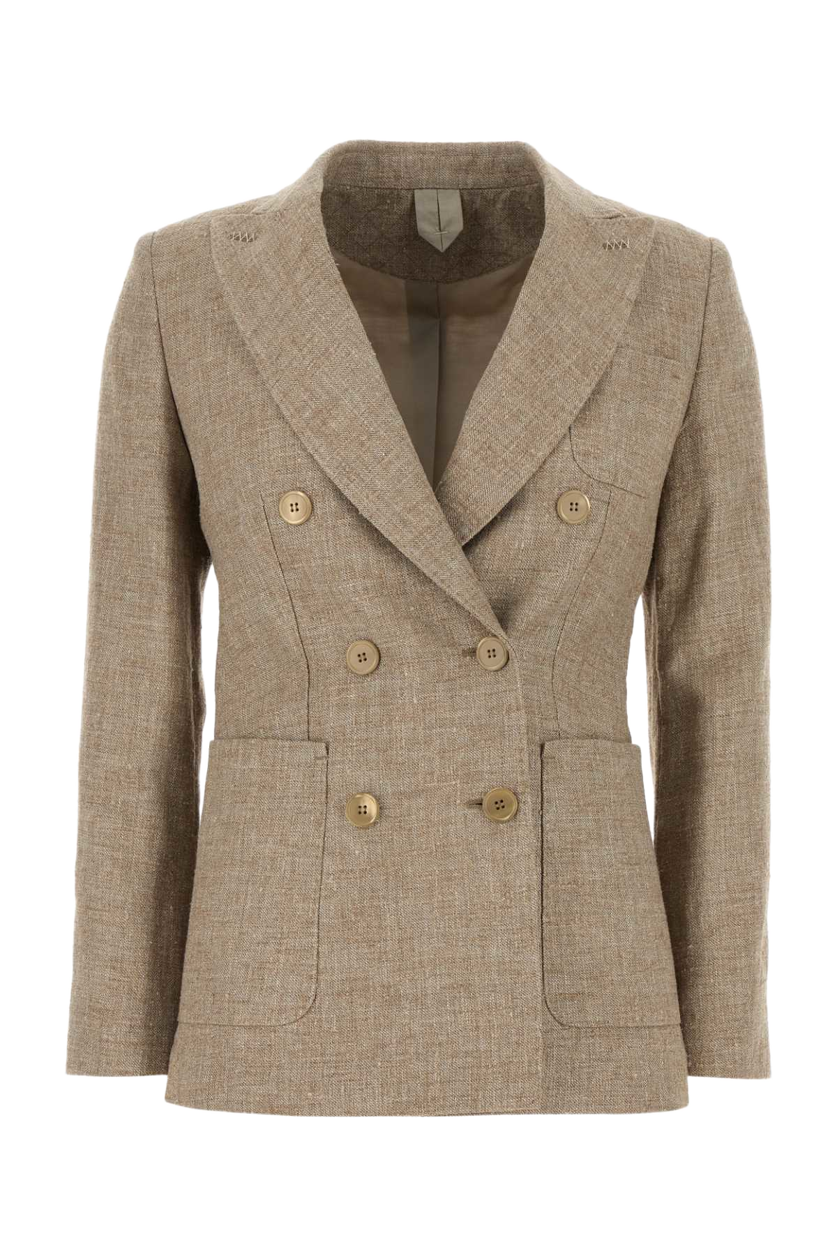 Cappuccino Linen Blend Targa Blazer Cammello Giacche E Gilet