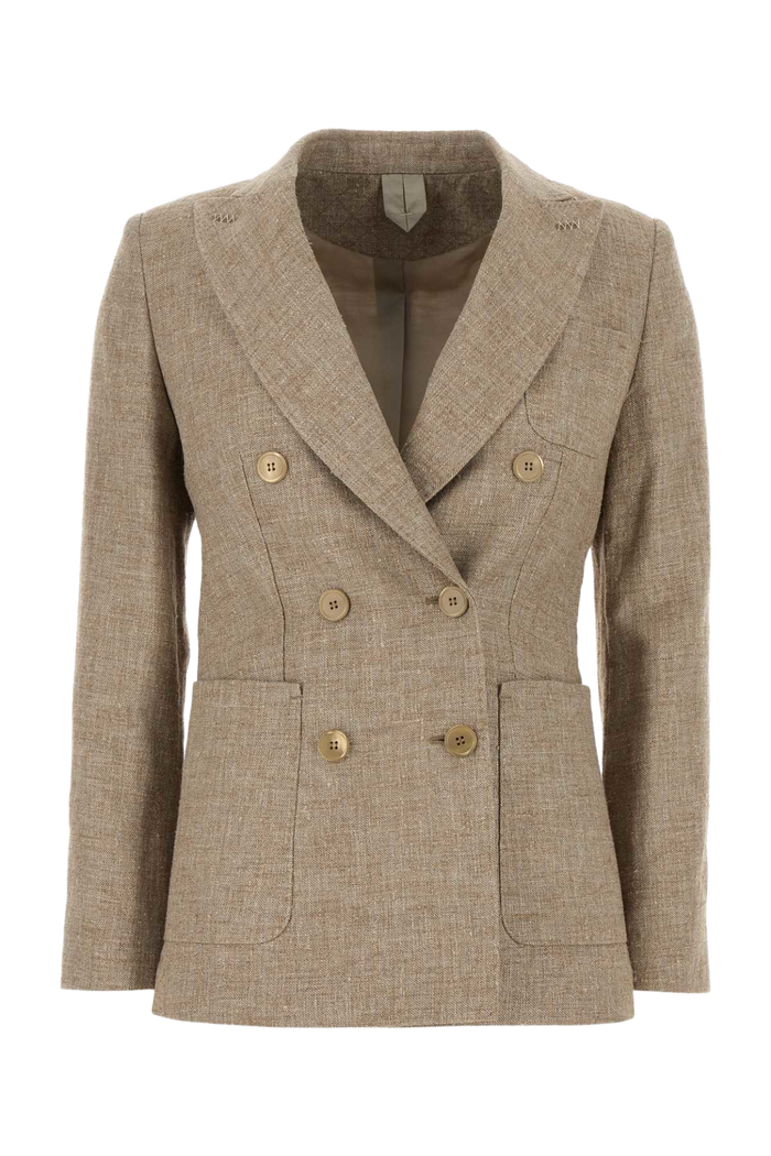 Cappuccino Linen Blend Targa Blazer Cammello Giacche E Gilet