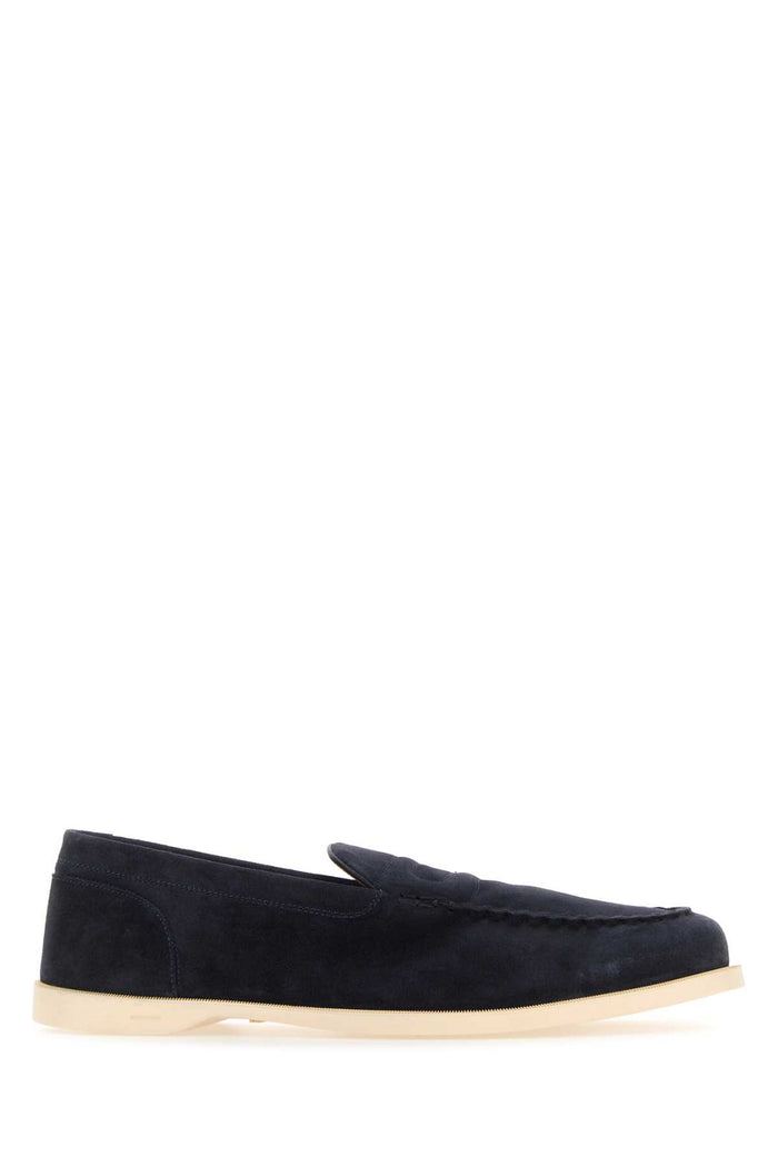 Navy Blue Suede Pace Loafers 5a Leather Mocassini
