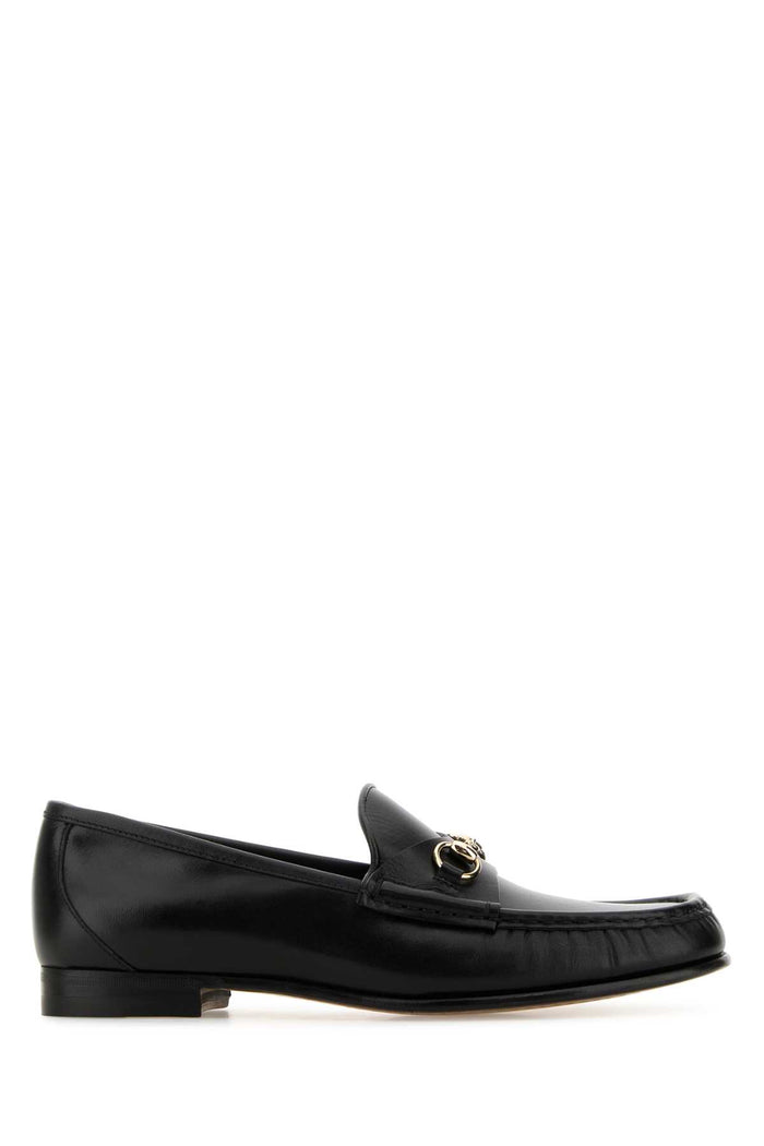 Black Leather Loafers Blackblack Calf Skin Mocassini