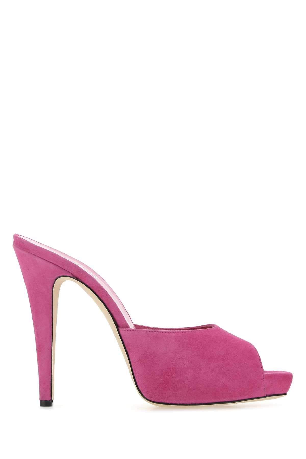 Fuchsia Suede Monica Mules Orchida Sandali