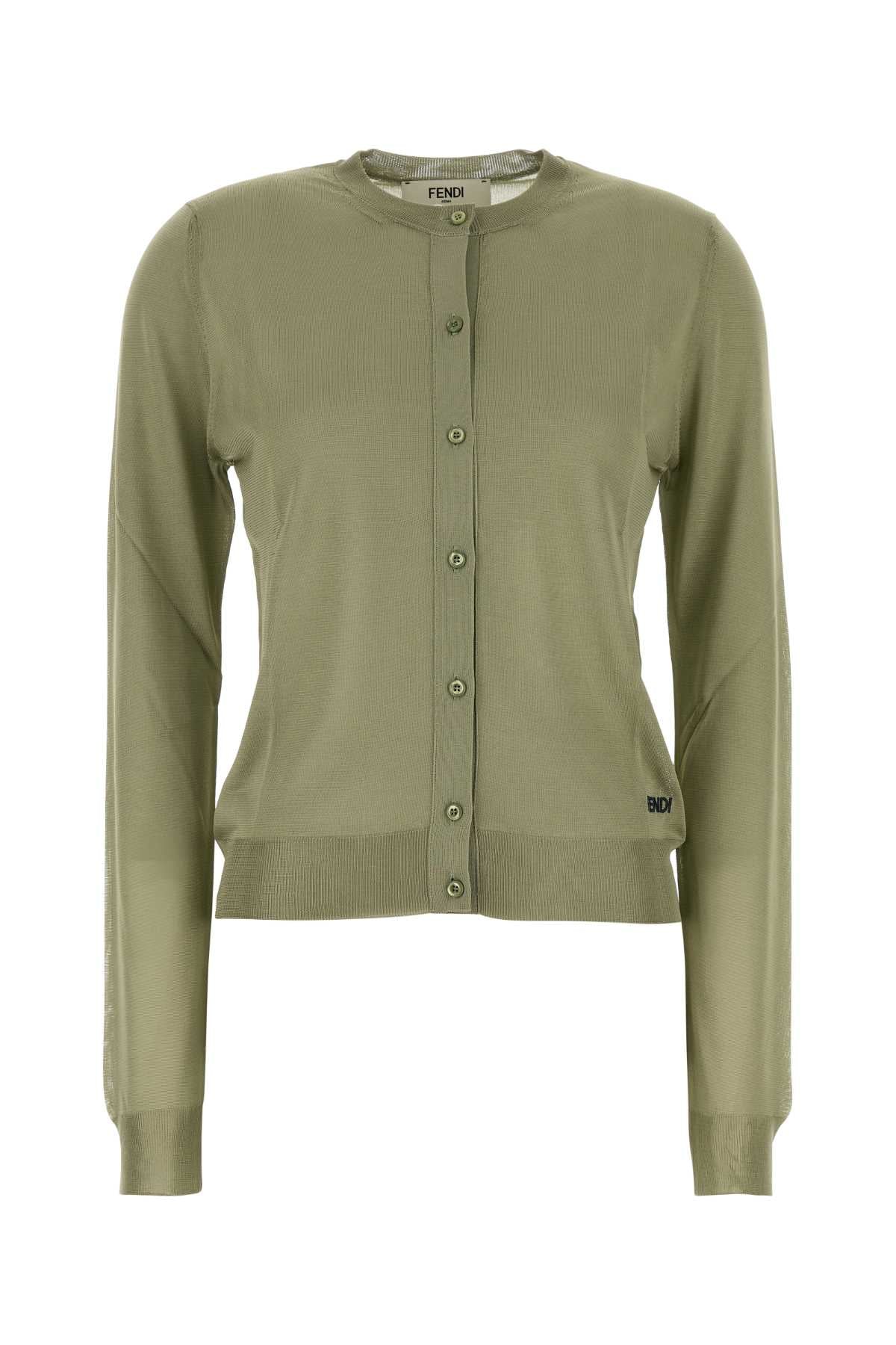 Sage Green Stretch Viscose Blend Cardigan Giada-26 Maglieria
