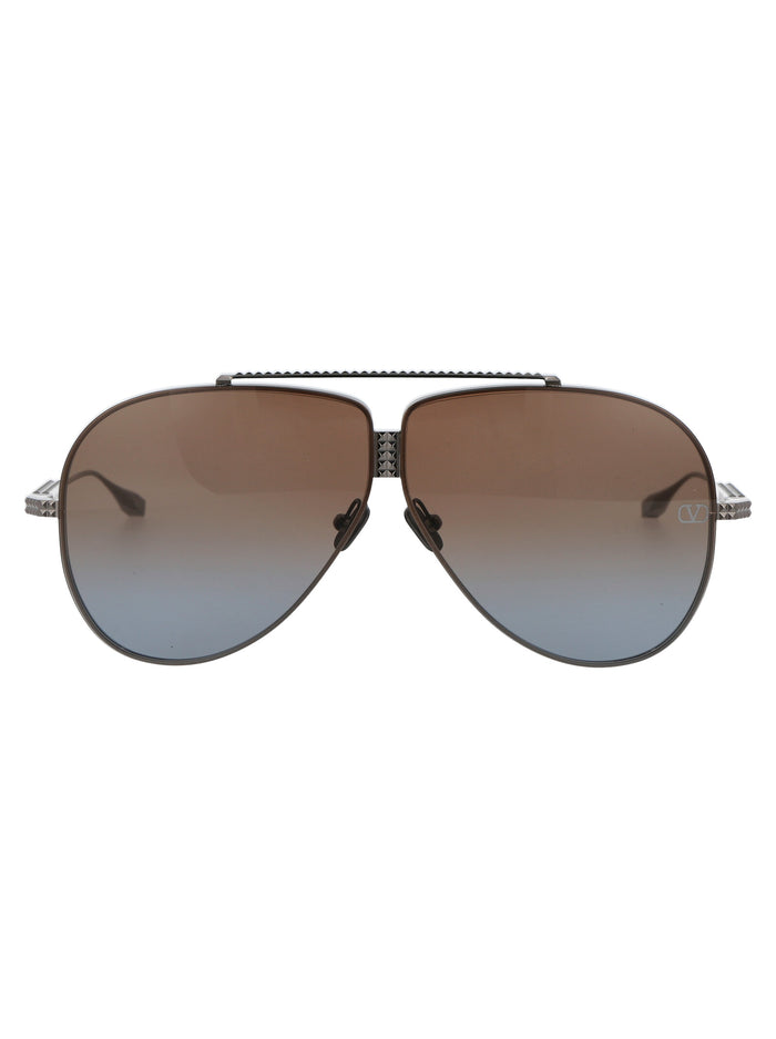 Xvi Black Rhodium W/ Dark Brown To Blue Gradient Titanium Sunglasses