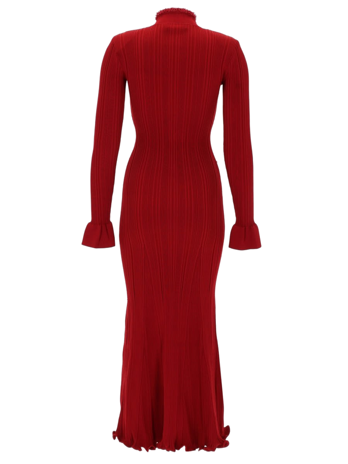 Midi Dress With Pearls Red