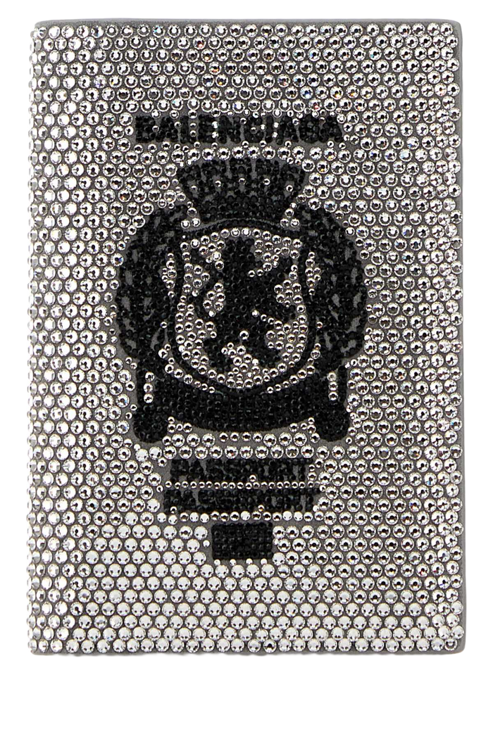 Embellished Leather Passport Holder Smoke Grey T Glass Portafogli