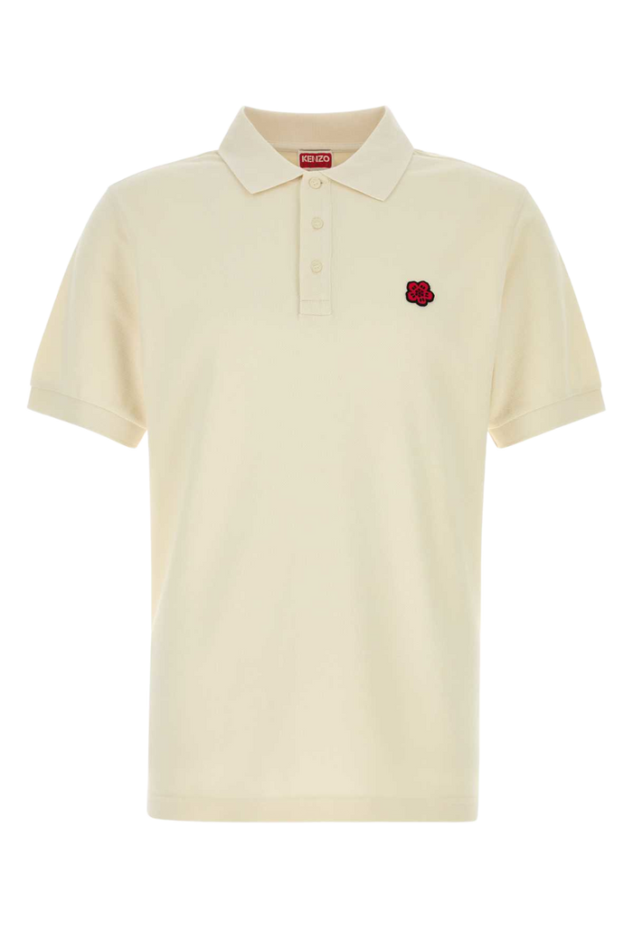 Ivory Piquet Polo Shirt Ecru Exterior: Cotton
