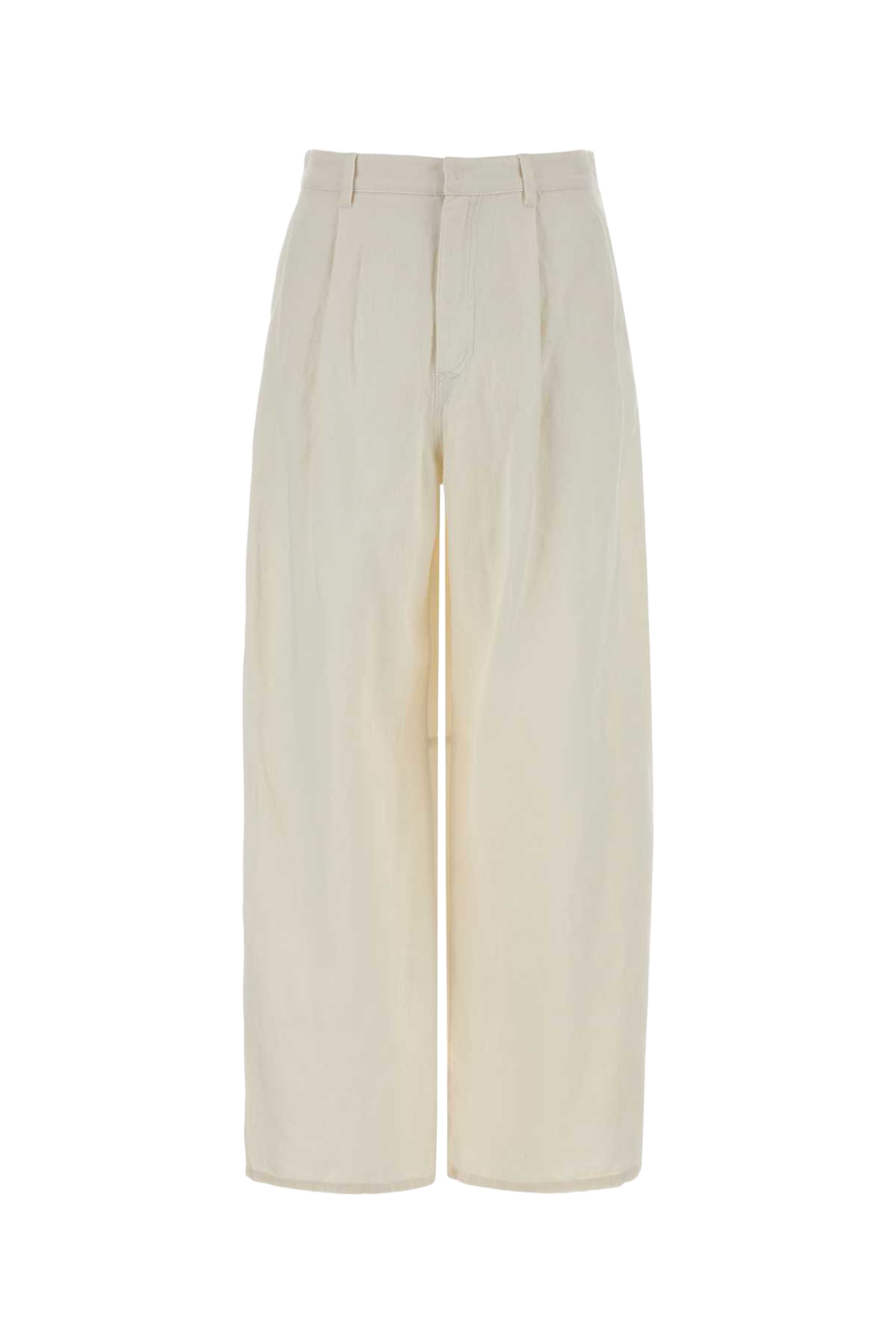 White Denim Aloa Wide-Leg Jeans Bianco Exterior: Cotton Linen Pantaloni