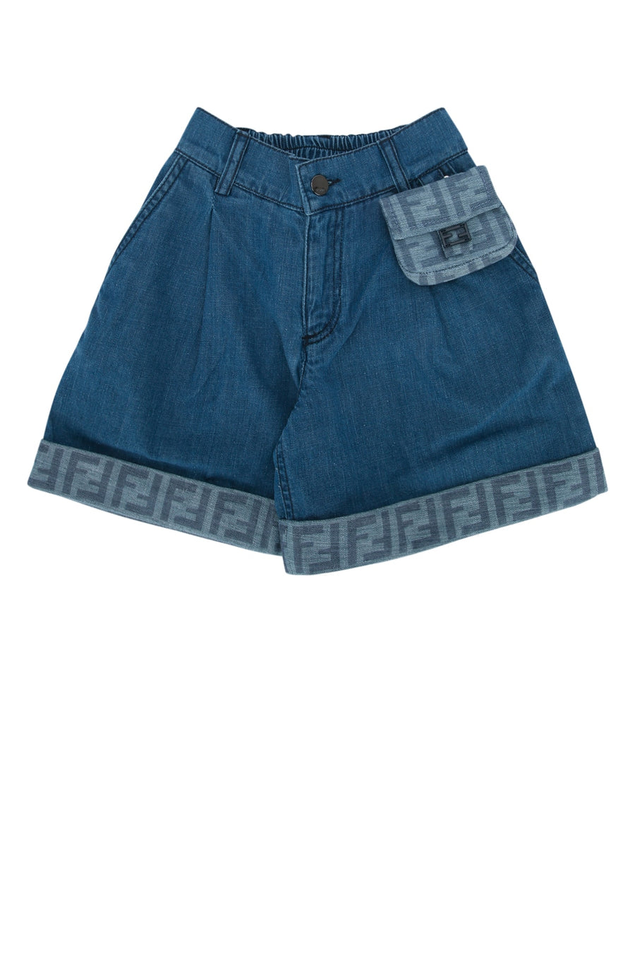 Fendi Kids Denim Denim: 100% Cotton; Trim: 65% Polyester denim shorts in blue