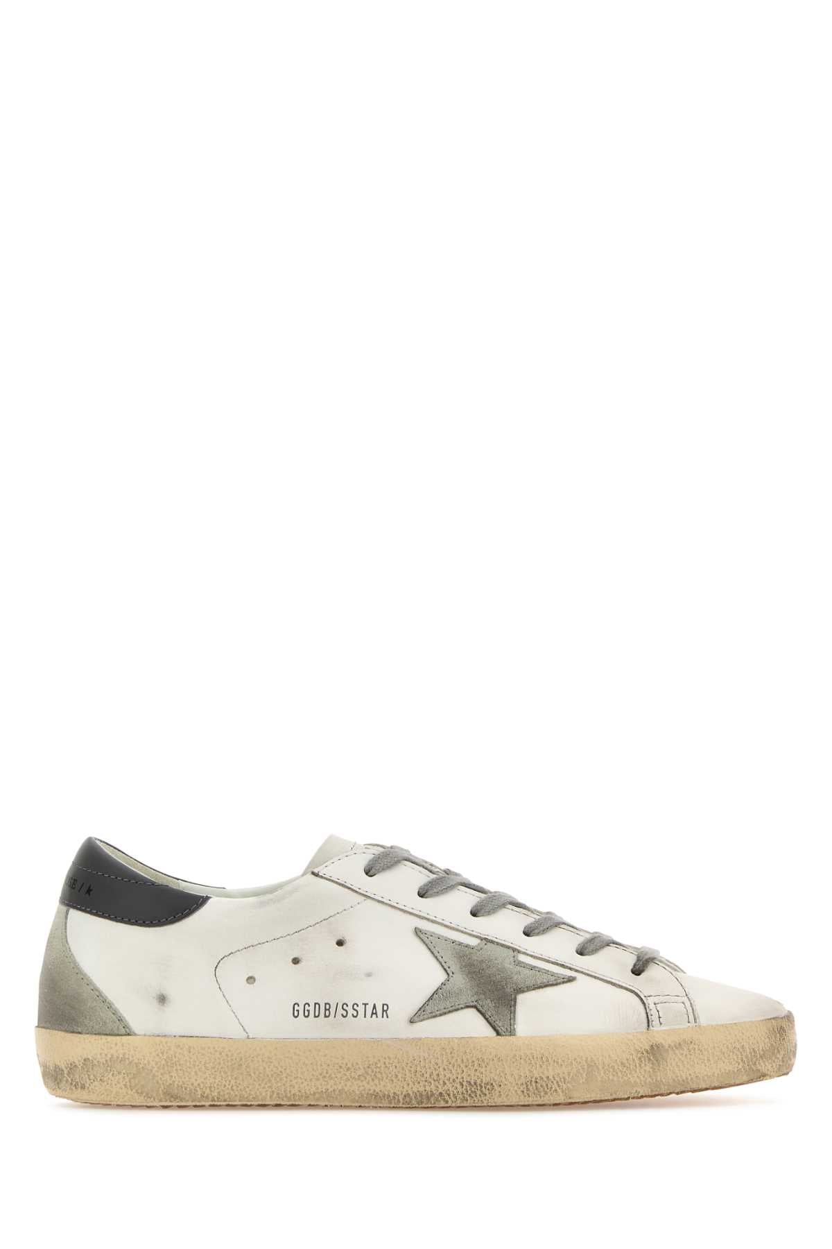 Whiteicedarkgray Cow Leather Sneaker