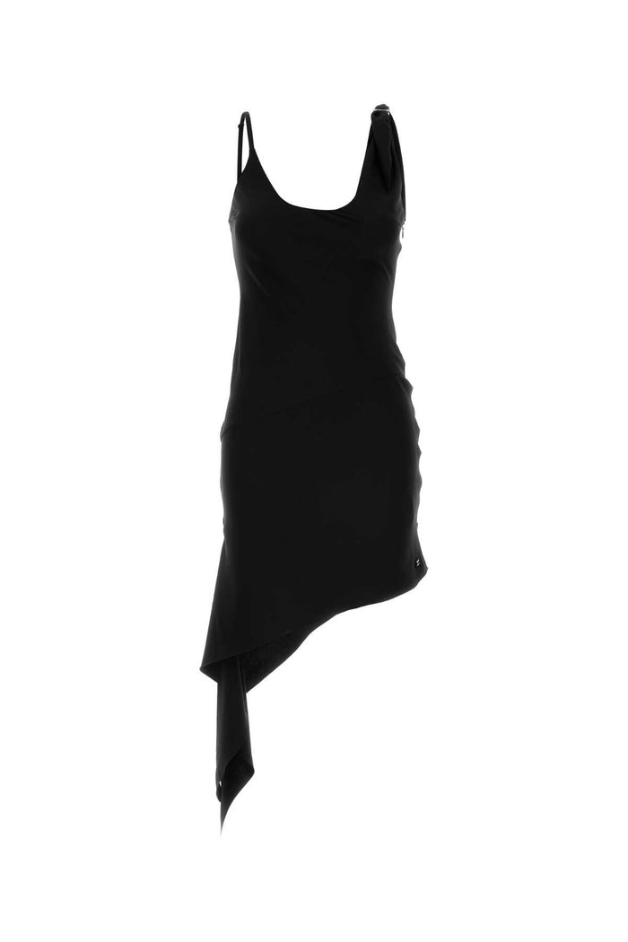 Black Polyester Mini Dress Exterior: Abiti