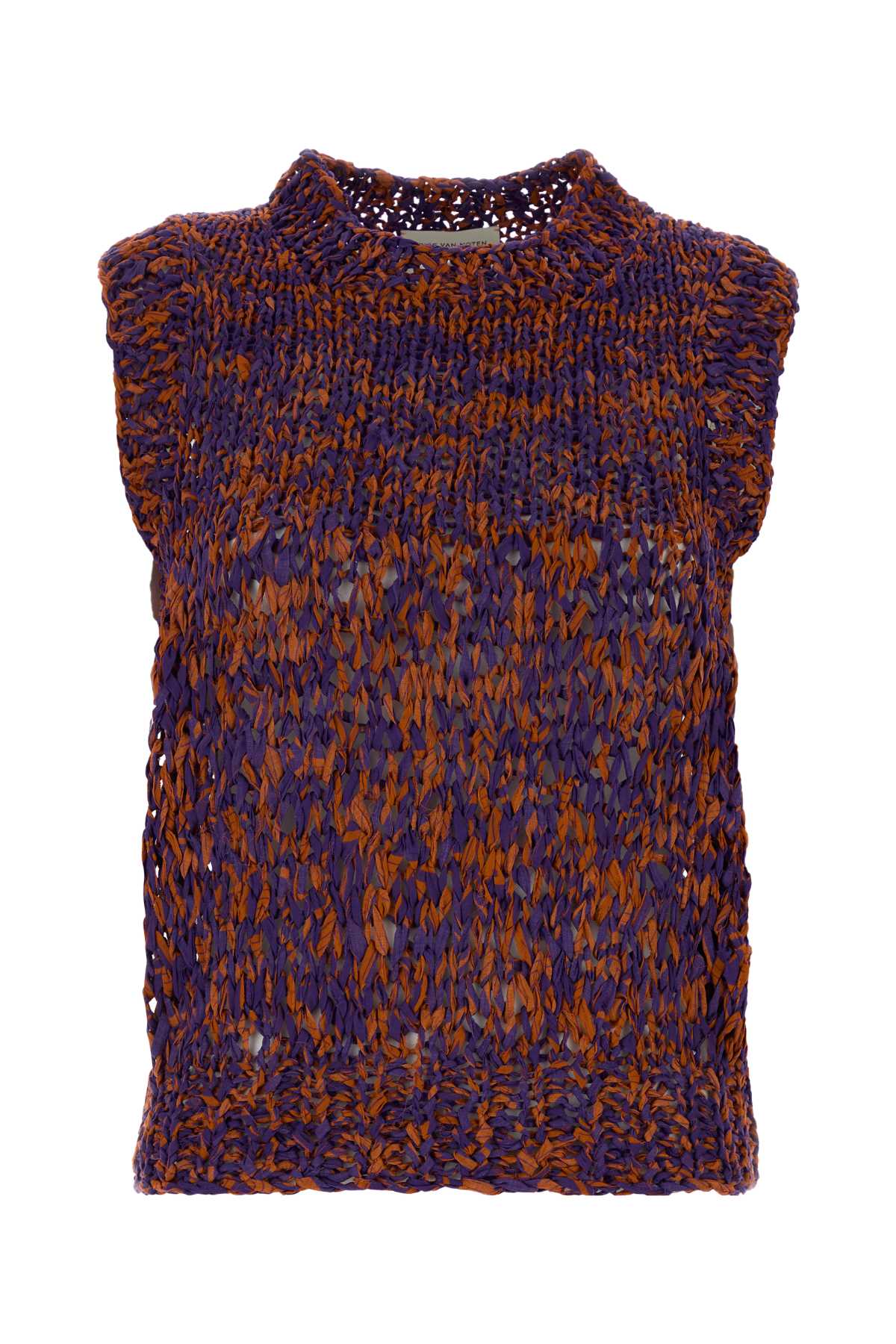 Two-Tone Crochet Tamou Vest Orange Maglieria