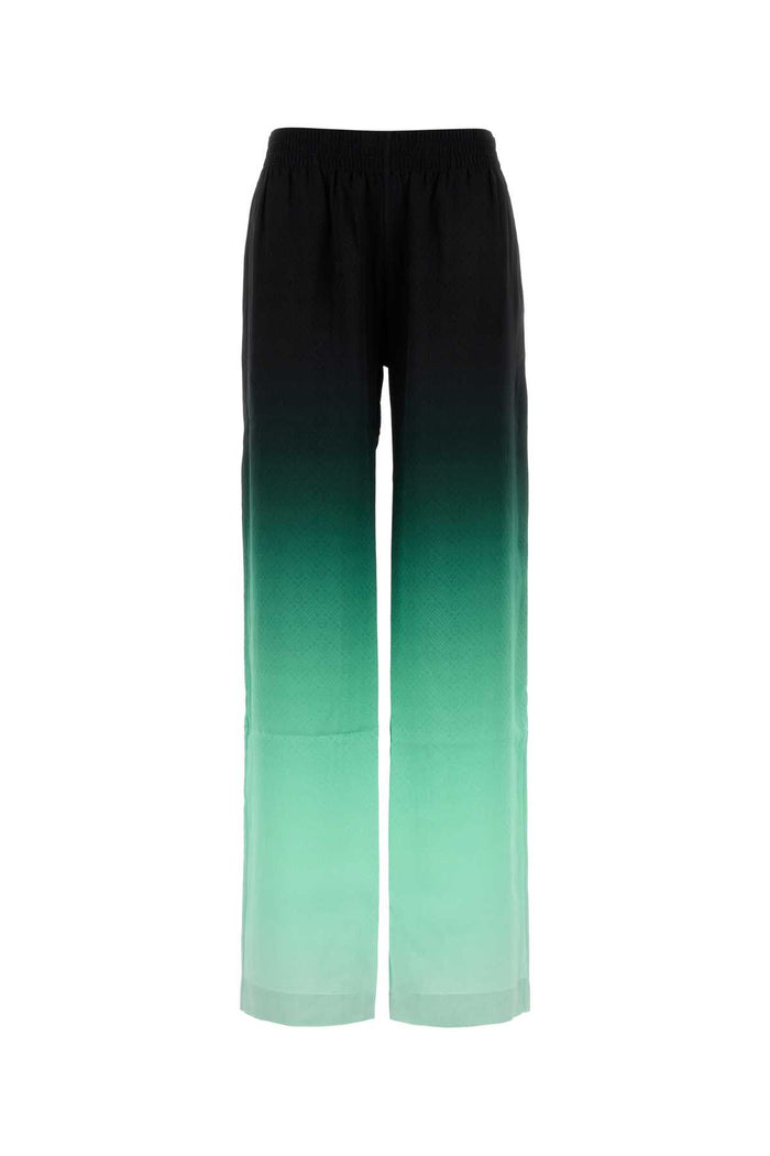 Embroidered Satin Wide-Leg Pant Gradient Main: Silk Pantaloni