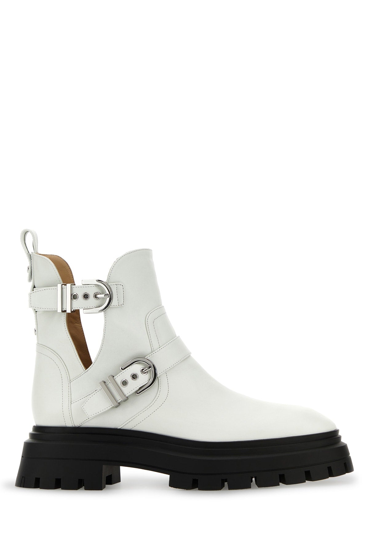 Sf018 Wht White Leather / Sole: Rubber Stivali
