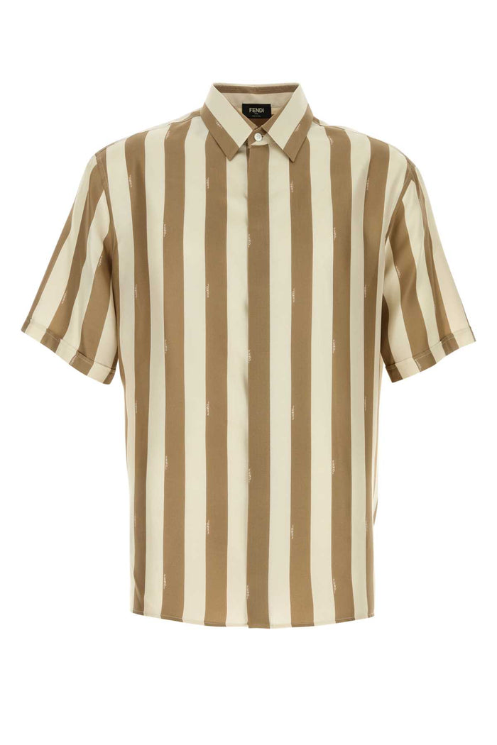 Printed Silk Shirt Chantilly/nocciola Exterior: Camicie