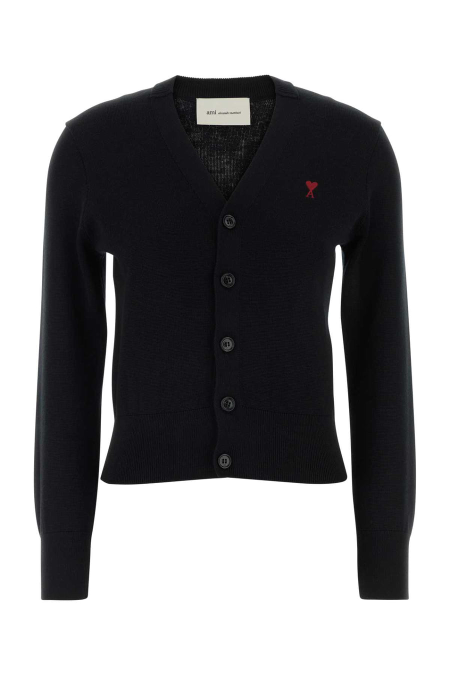 AMI Paris With 100% Merino wool cardigan in black