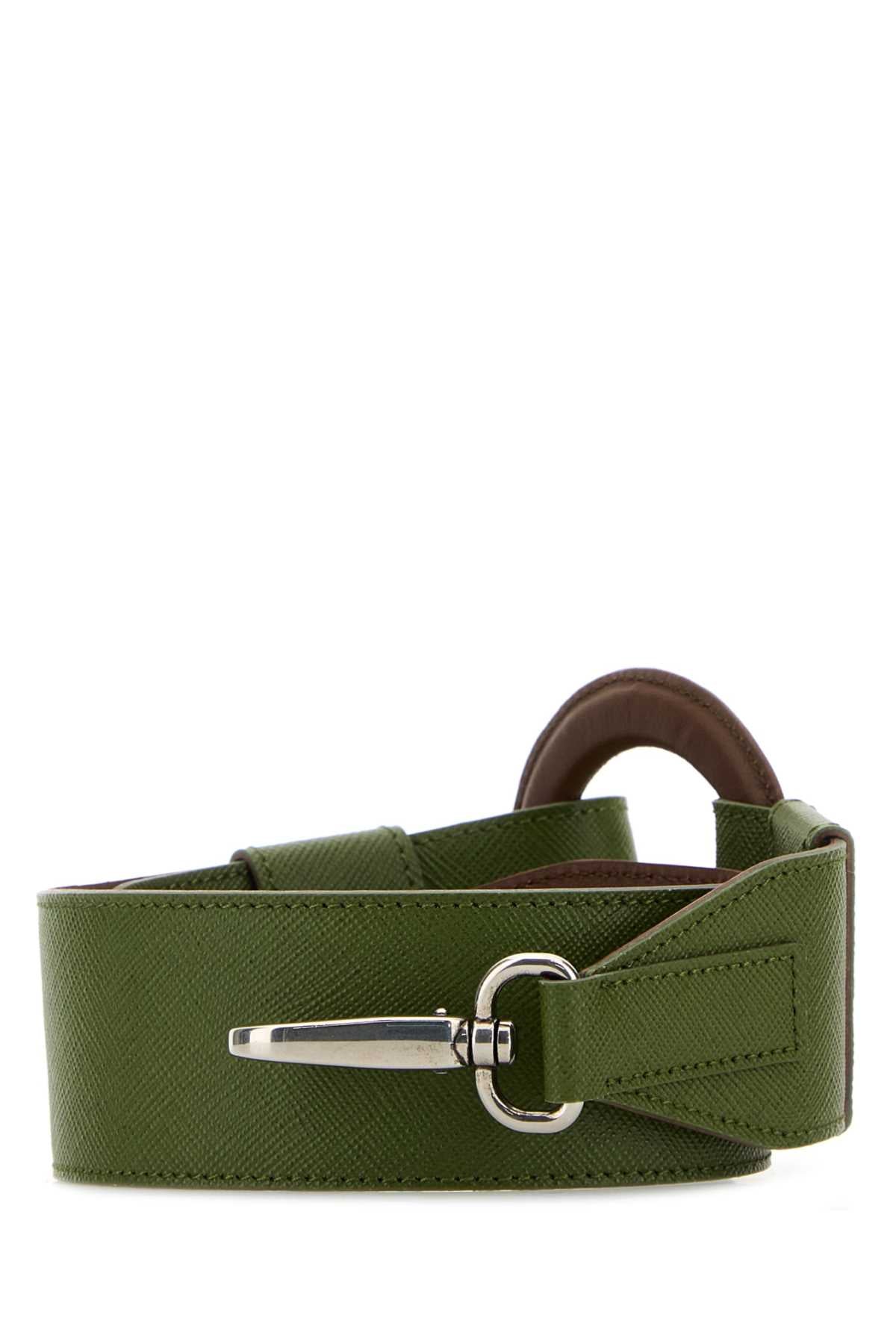 Pistachio Green Leather Shoulder Strap Felce Vitello Extra-accessori