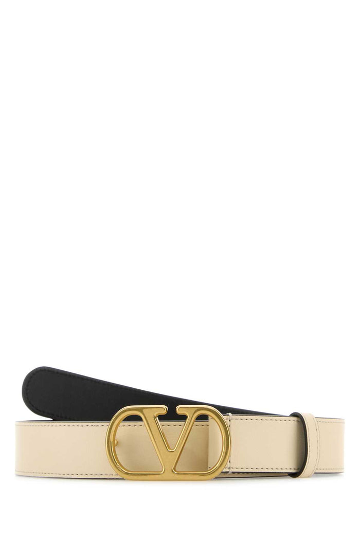 Ivory Leather Vlogo Belt Butterwhite Cinture