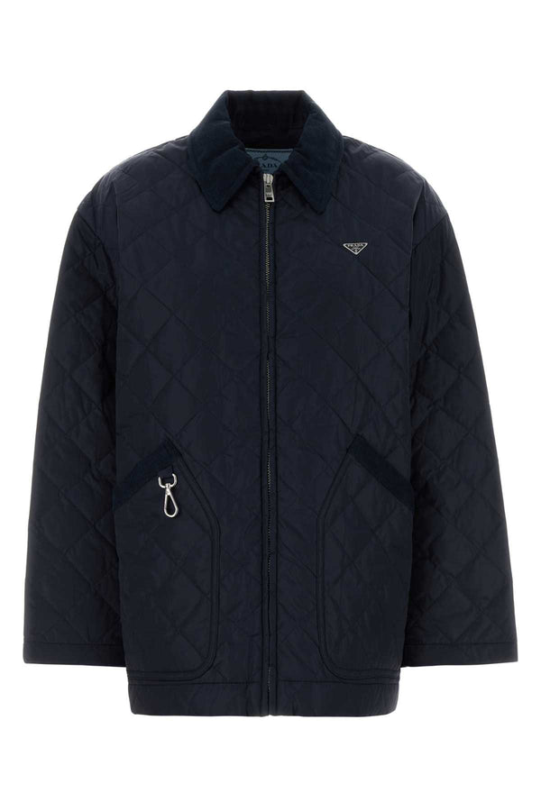 Prada Exterior: 100% Re-Nylon down jacket in navy