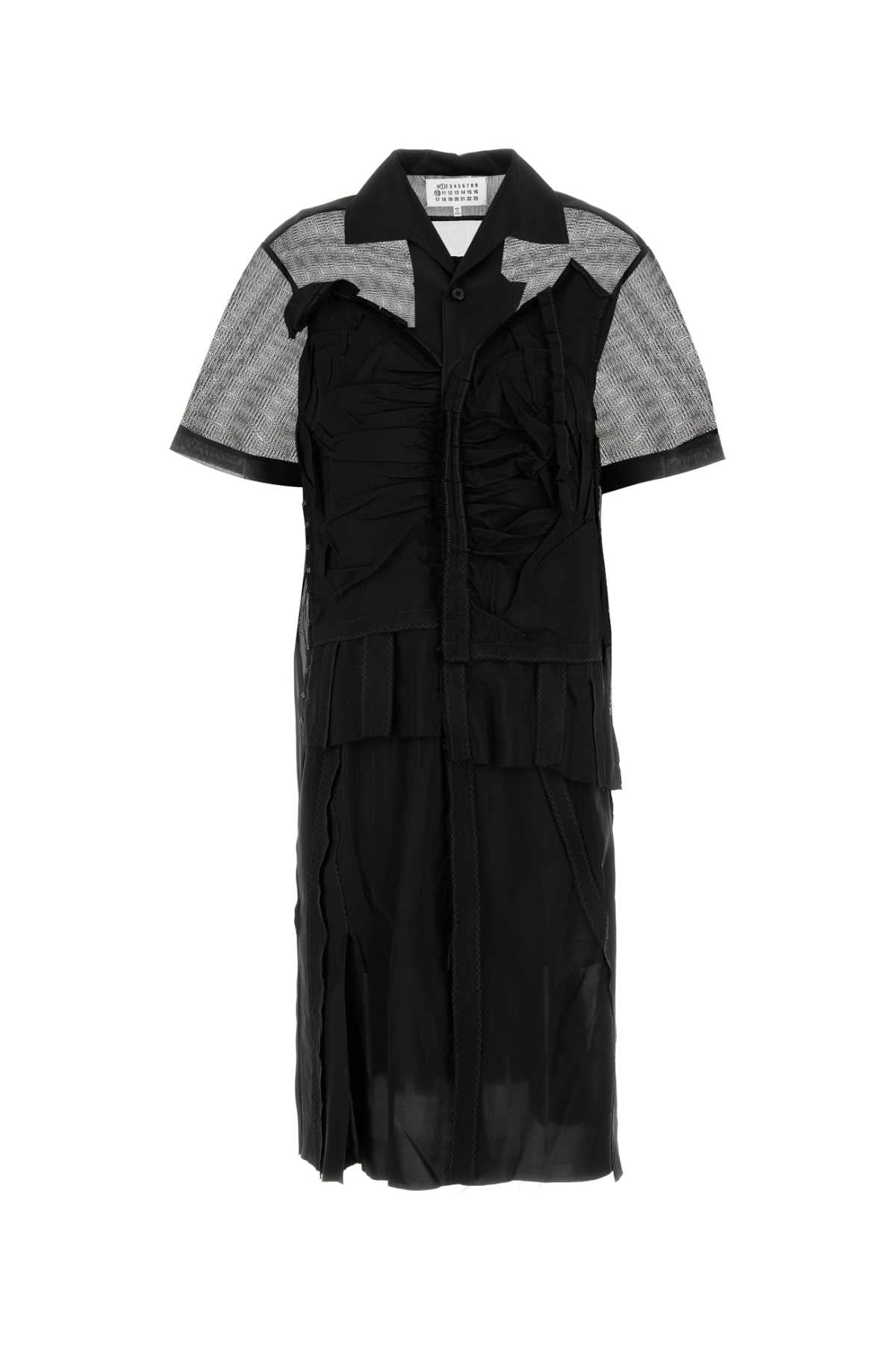 Black Mesh Shirt Dress Blackandblack Exterior: Polyester Viscose Abiti