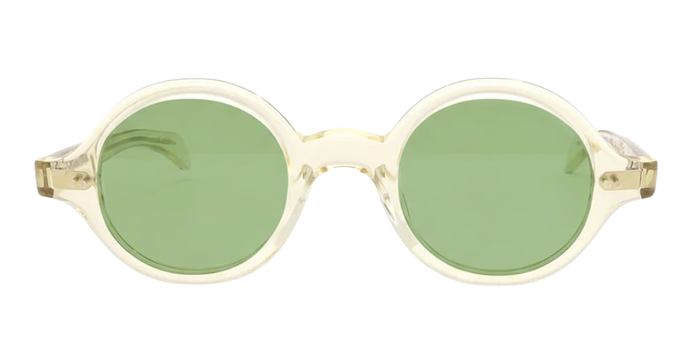 Round-Eye - Champagne Green Lens Acetate Sunglasses