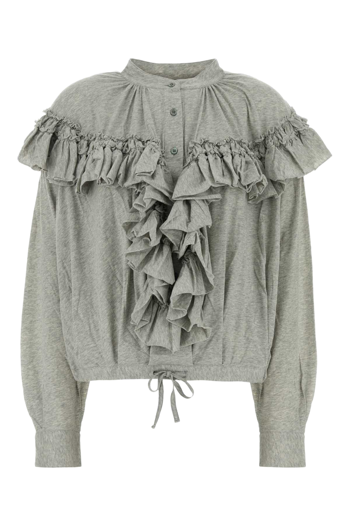 Grey Cotton Hunver Blouse Greymelange Exterior: Maglie