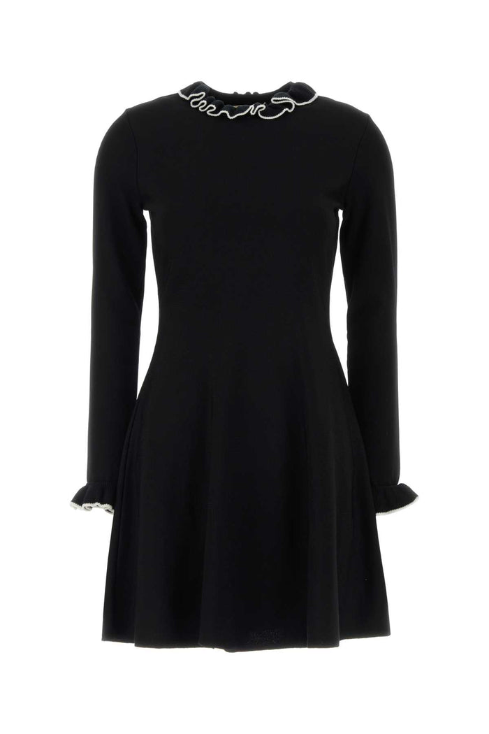 Black Viscose Blend Mini Dress Neroavorio Exterior: Polyester Abiti