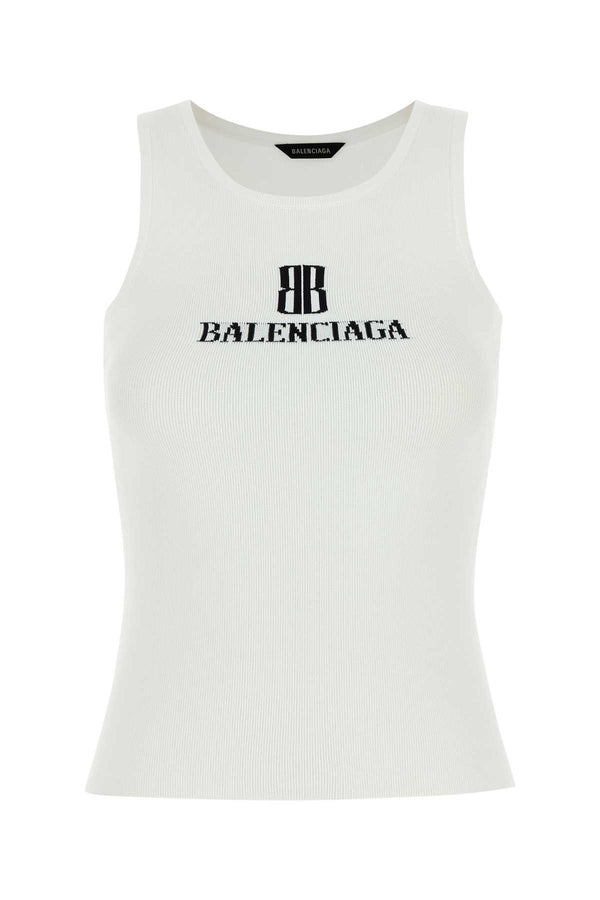 Balenciaga 86% Viscose tank top in white