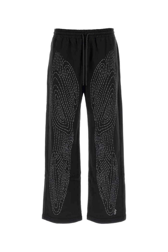 Black Cotton Joggers Blkwht Exterior: Pantaloni