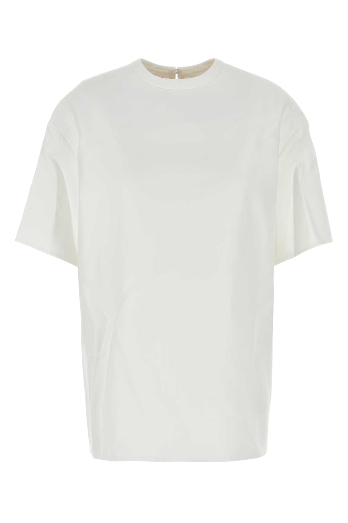 White Cotton Blend T-Shirt Bianco Exteiror: Nylon