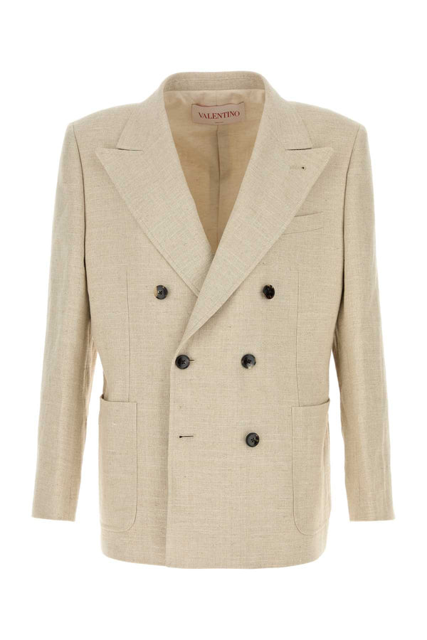 Valentino Garavani Exterior: 85% Linen 15% Viscose; Lining: 91% Cotton 9% Linen blazer in beige