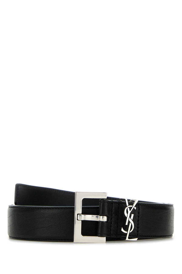 Saint Laurent Exterior: 100% Leather belt in black