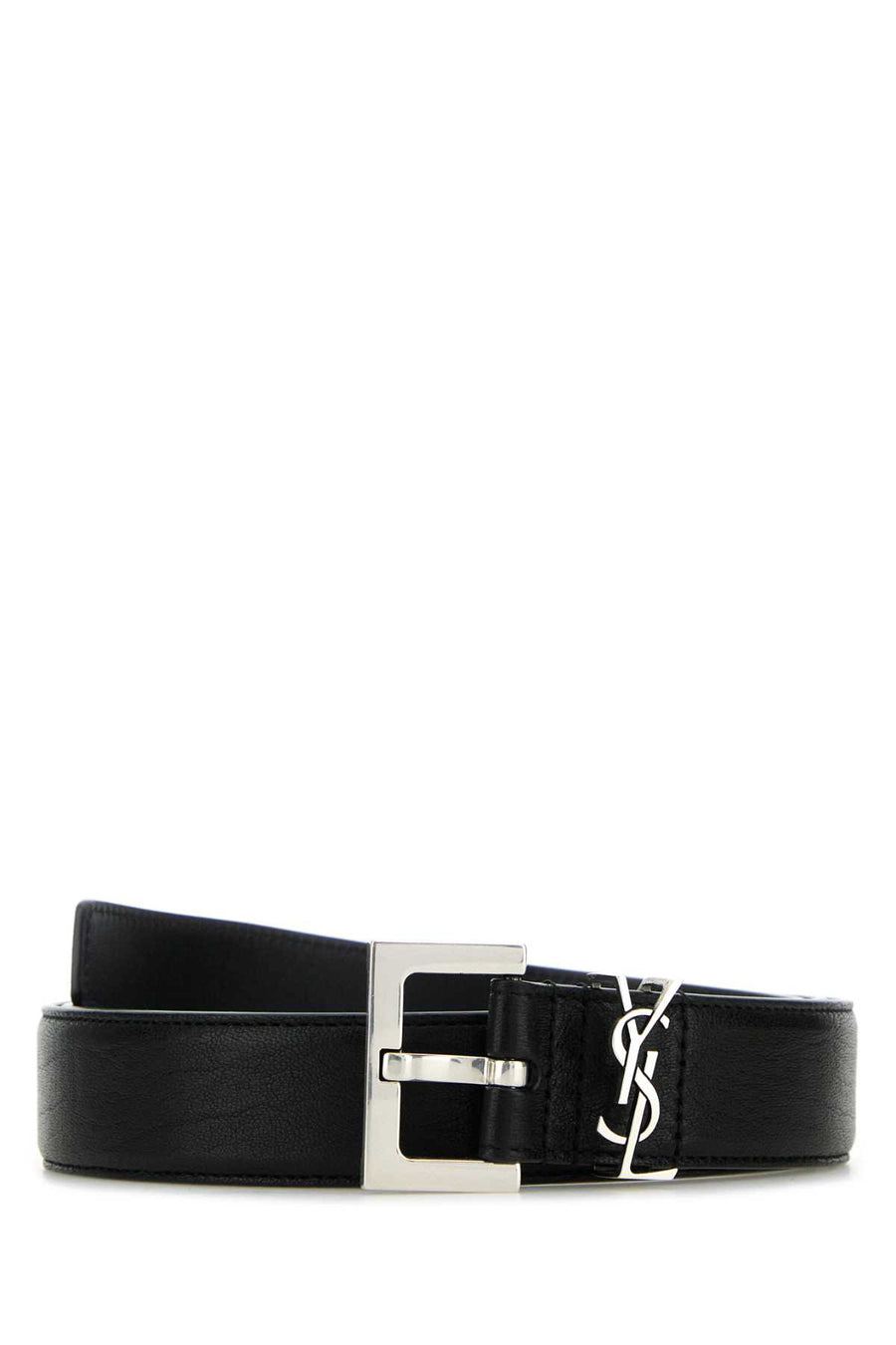 Saint Laurent Exterior: 100% Leather belt in black