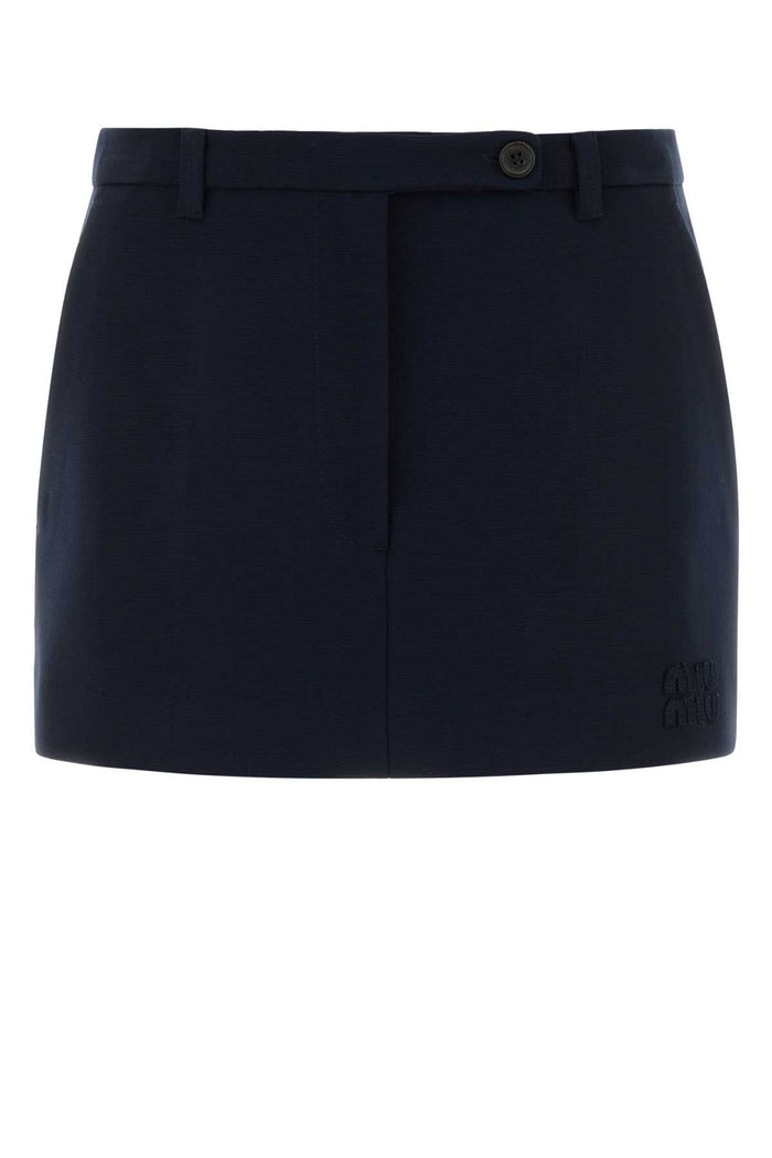 Navy Stretch Jersey Mini Skirt Bleu Gonne