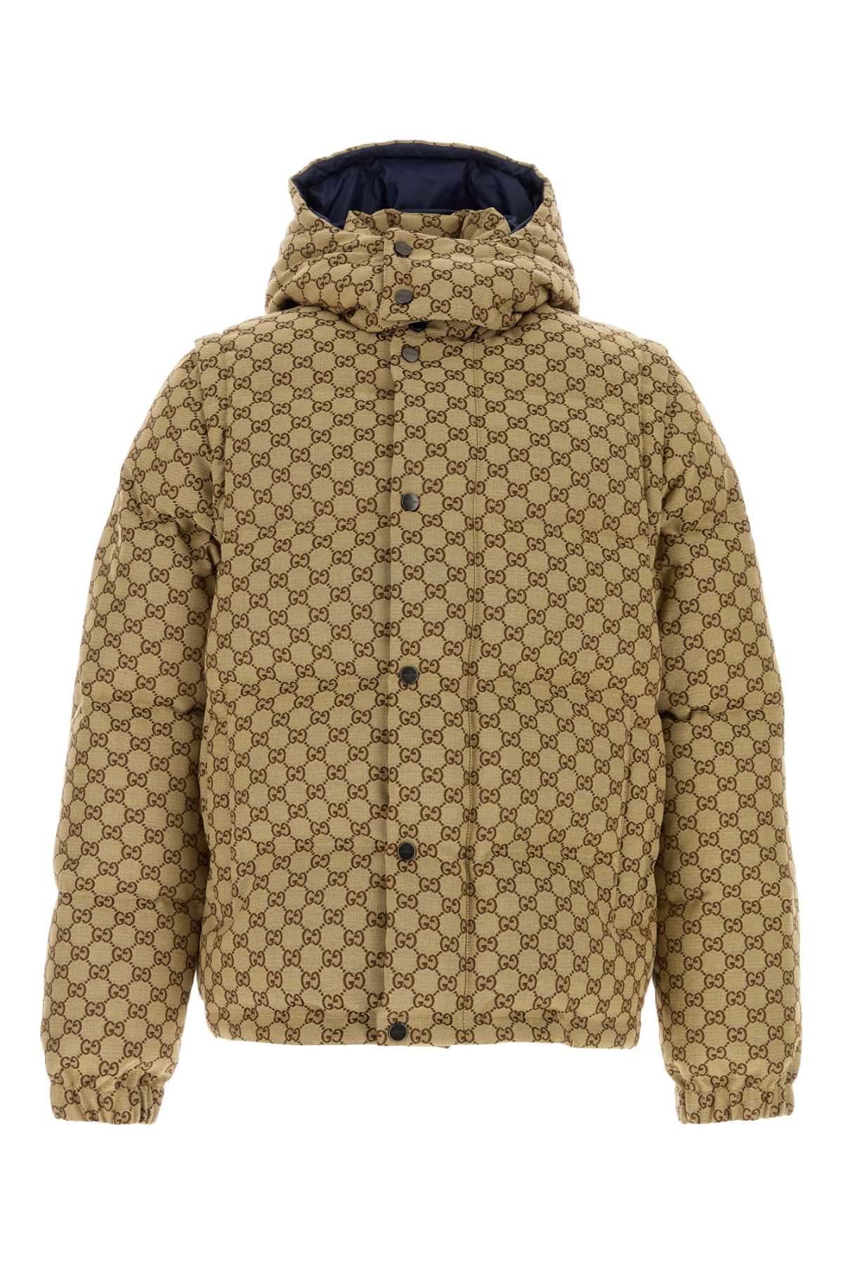 Gg Fabric Down Jacket Camelebony Piumini