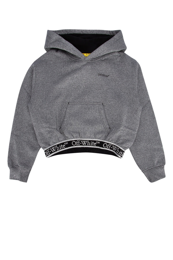Off White Kids Logo Cotton hoodie in gray